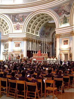 Mosta Church Print - Congregation Scene