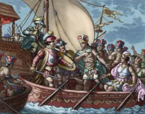 Cuauhtemoc's Capture: A Print from the Conquest of Mexico