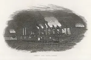 Prints of Consett Iron Works, county Durham - a spectacular sight at night. Note the railway for transporting the coal in the foreground Durham Prints: Consett Ironworks Print, County Durham