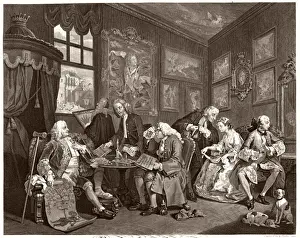 William Hogarth Prints: Marriage Contract Print, 1745, Marriage a la Mode I: The Contract