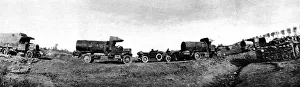 Convoy of Water trucks heading for the front; First World Wa Convoy of Water trucks heading for the front; First World Wa