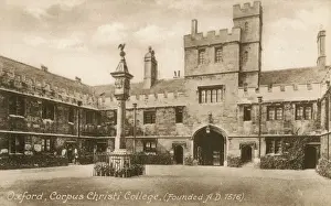 College Prints: Corpus Christi College Quad Print, Oxford: 1517 Founded