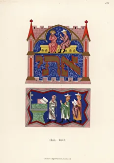 Costumes of Jewish noble woman and rabbi, 13th century Costumes of Jewish noble woman and rabbi, 13th century