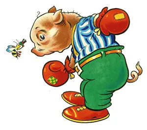 Cot header design, Boxer Pig and Wasp Cot header design, Boxer Pig and Wasp