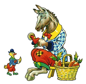 Cot header design, Horse with Carrots and Duck Cot header design, Horse with Carrots and Duck