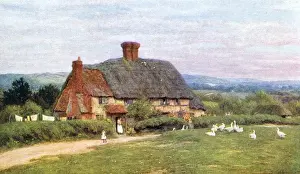 Thatched Cottage at Ide Hill Print, Kent 1900