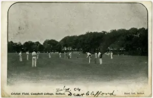 Prints of Cricket Field, Campbell College, Belfast, Northern Ireland. Date: 1904 Belfast Prints: Campbell College Cricket Field Print, Belfast, 1904