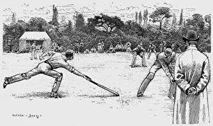 Print of a Run Out in Cricket, 1888
