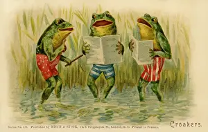 Anthropomorphic Frogs in a Rushed Landscape Print, 1903