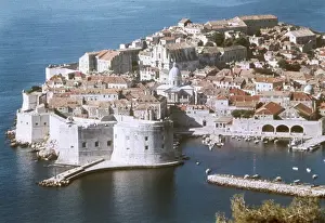 Prints of The beautiful historic city of Dubrovnik, on the Adriatic Sea coast, in the extreme south of Croatia. Date: 1975 Croatia Prints: 1975 Dubrovnik Print, Croatia