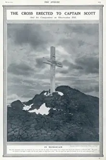 Antarctic Expedition History Prints: The cross erected to Captain Scott