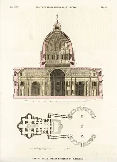Cross-section and plan of St. Peter's Basilica, Rome Cross-section and plan of St. Peter's Basilica, Rome