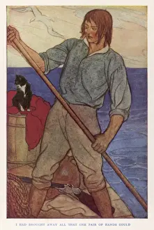 Robinson Crusoe Artwork Prints: Crusoe Rows to Wreck