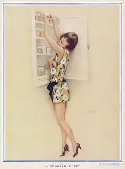 Suzanne Meunier Print: Cupboard Love Lady in Seductive Pose