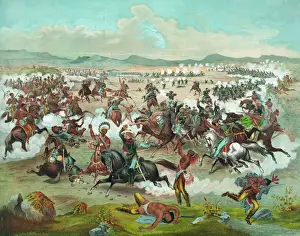 Prints of Custers last charge. Date c1876 Battle At Little Bighorn Prints: Custer's Last Charge Print, c1876