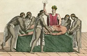 Aztec Human Sacrifice Print, Pre-1519