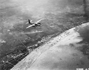 D-Day - Bomber giving air support to infantry invasion D-Day - Bomber giving air support to infantry invasion