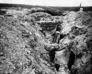 A damaged German trench near the French village of Ovillers- A damaged German trench near the French village of Ovillers-