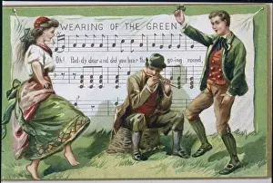 Print of Two Irish Dancers Dancing a Jig