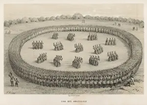 Traditional African Music Prints: Dance of Zulus, 1840