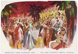 Prints of Elegant couples dine and dance to the calypso beat of Edmundo Ros and his band at the New Coconut Grove, Regent Street, London Dance Prints: Coconut Grove Print: Elegant Couples Dance in London