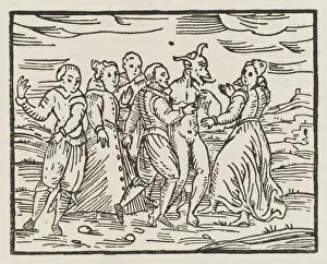 Print of The Devil dances with his disciples at the Sabbat