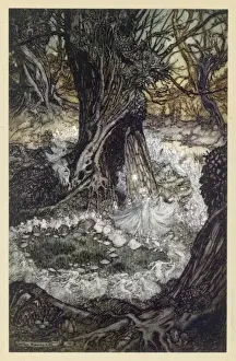 Dancing in Wood Fairies Print: A Whimsical Woodland Scene