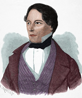 David Hansemann (1790-1864). Engraving. Colored David Hansemann (1790-1864). Engraving. Colored