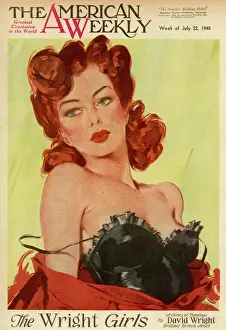 David Wright Pin-up Print: Seductive Red-Headed Woman