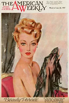 David Wright woman holding black negligee David Wright woman holding black negligee