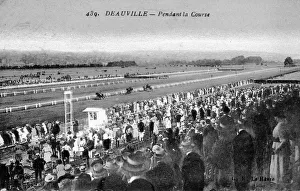 Deauville racecourse with race in progress, France Deauville racecourse with race in progress, France