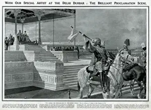 Fortunino Matania Prints: Delhi Durbar 1911 Print: The Brilliant Proclamation Scene