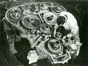 Deltic engine, final gear is being fitted Deltic engine, final gear is being fitted