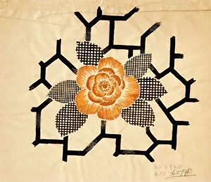 Design for Dress Silk or Print in brown and black Design for Dress Silk or Print in brown and black