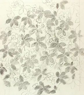 Design for wallpaper with leaves and flowers Design for wallpaper with leaves and flowers