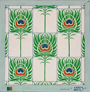 Design for wallpaper with peacock feathers Design for wallpaper with peacock feathers