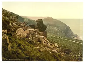 Coloured Photochrom Prints UK Prints: The Devils Cheesewring in the Valley of Rocks, Lynton and L