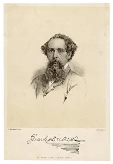 Charles Dickens Author Prints: Dickens (Brown)