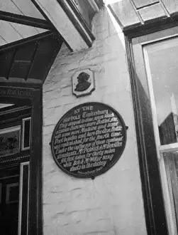Prints of The Dickens plaque on the Royal Hop Pole Hotel, Tewkesbury, Gloucestershire, England. It was immortalised in Pickwick Papers (1836-7). Date: 19th century Tewkesbury Prints: Dickens Plaque Print - Royal Hop Pole Hotel, Tewkesbury