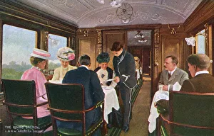 Dining saloon on a London to Liverpool express train Dining saloon on a London to Liverpool express train