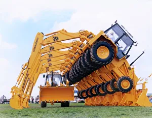 Display of JCB Extradig diggers in a field Display of JCB Extradig diggers in a field