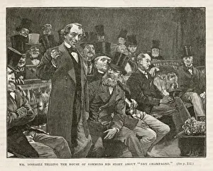 1875 Print of Benjamin Disraeli Speaking on Irish Home Rule