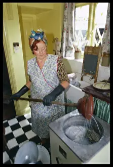 1940s Housewife Doing Laundry Print