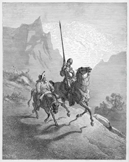 Don Quixote riding with Sancho Panza Don Quixote riding with Sancho Panza