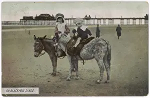 Lancashire Historical Images Prints: Donkeys at Blackpool