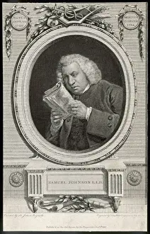 English Author Biography Prints: Dr Johnson / Reading / Oval