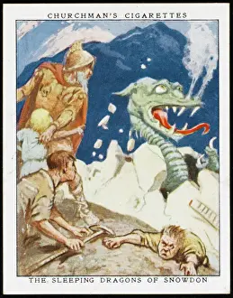 Print of Two Dragons Beneath Snowdon