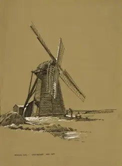 Historic Buildings In Suffolk Prints: Draining Mill at Herringfleet, Suffolk
