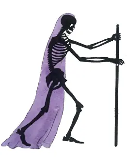 Ghostly Apparitions In Art Prints: Draped Skeleton