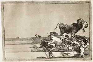 Spanish Historical Art Prints: Dreadful events in the front rows of the ring at Madrid